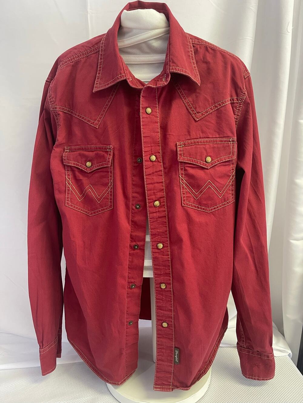 Wrangler Retro Premium Men's Small Red Western Snap Shirt 100% Cotton